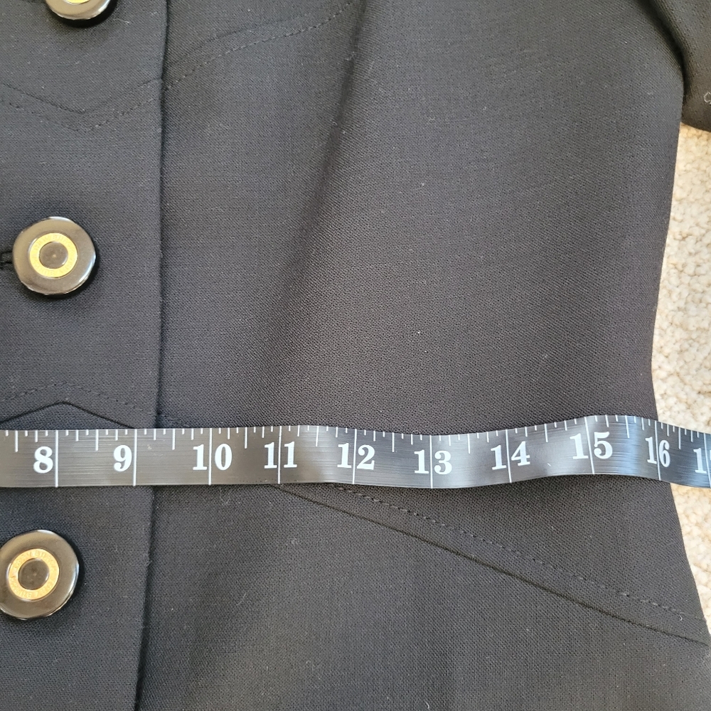 Tory Burch Black Peter Pan Collar Logo Buttons Wool Blend Trench Coat Size 6 - Picture 7 of 11